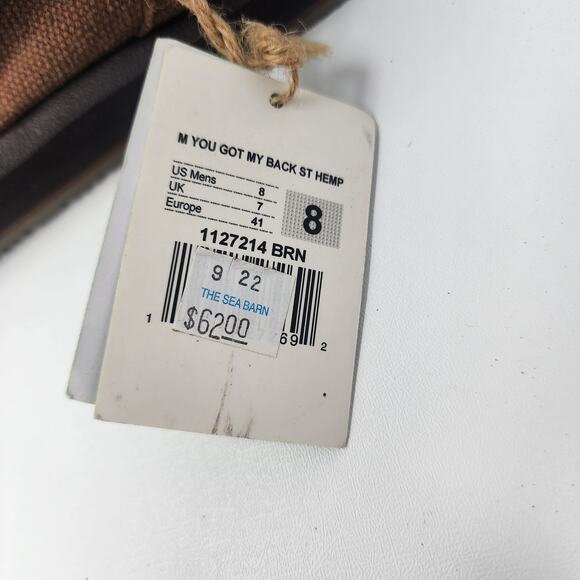 Sanuk You Got My Back St Hemp Men 8 Brown w/ Woven Blanket Lining 1127214 NWT - Picture 9 of 13